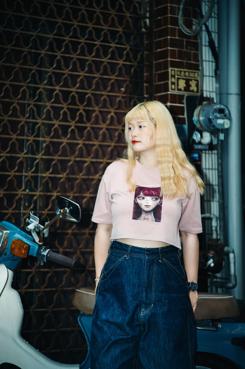 MATERIAL GIRL: 短版緞帶T恤〈3色〉