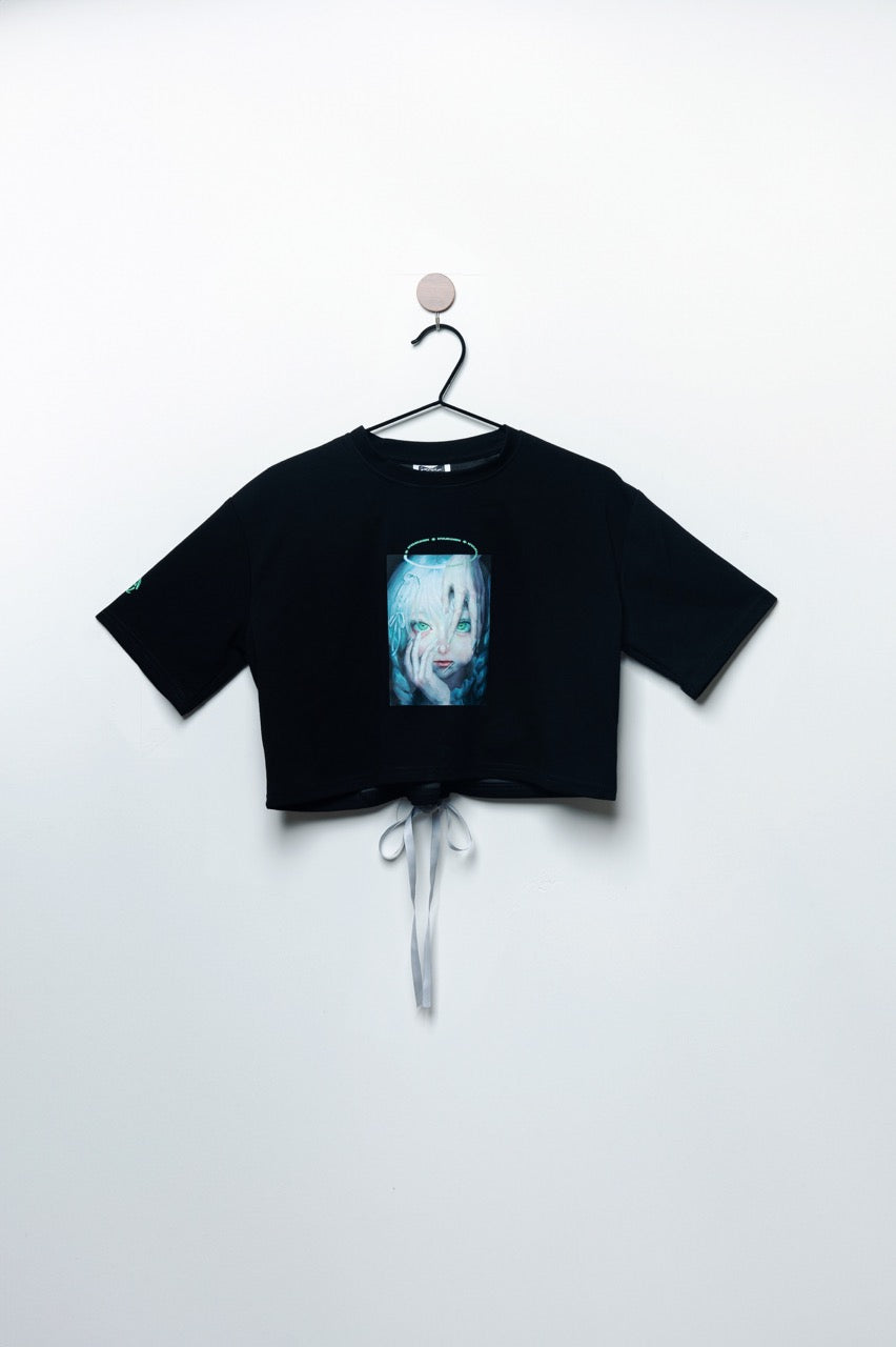 MATERIAL GIRL: 短版緞帶T恤〈3色〉