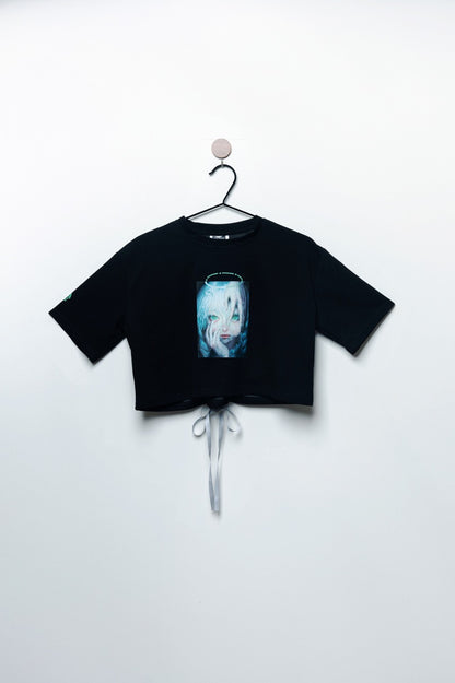 MATERIAL GIRL： 短版緞帶Ｔ恤〈3色〉